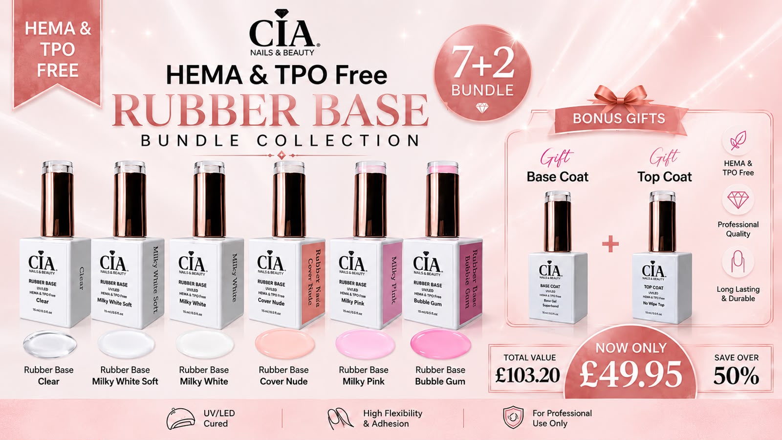 2HEMA TPO Free Rubber Base Bundle Collection - CIA Nails & Beauty Academy in London